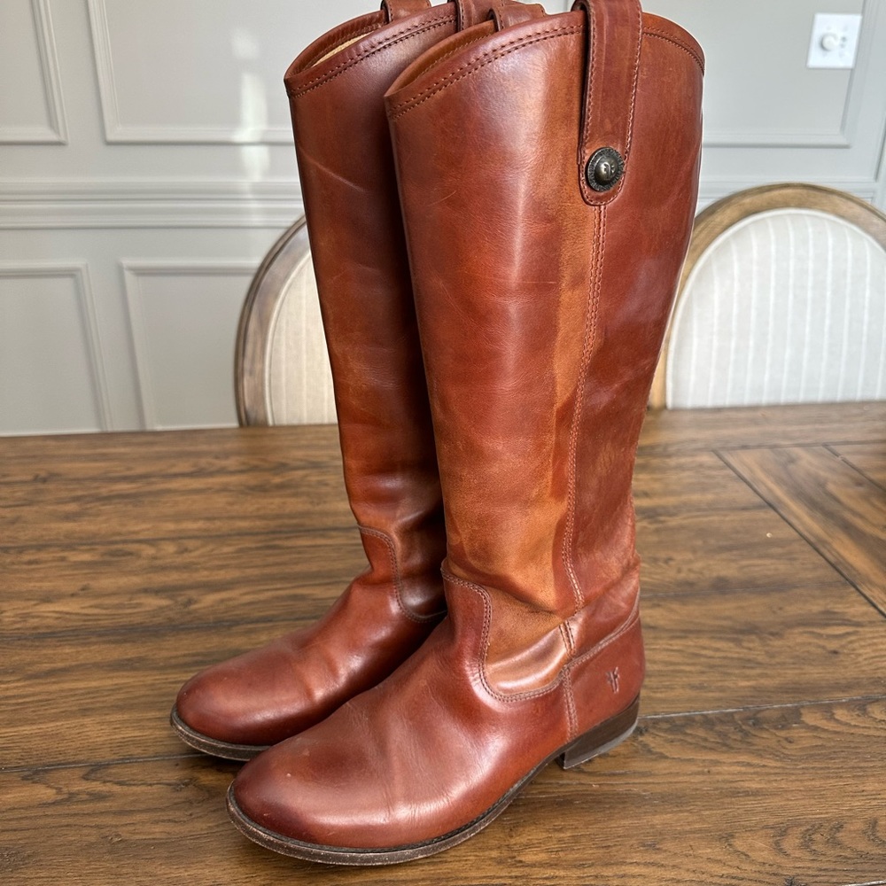 Frye Chestnut Brown Leather Over-the-Knee Riding Boots